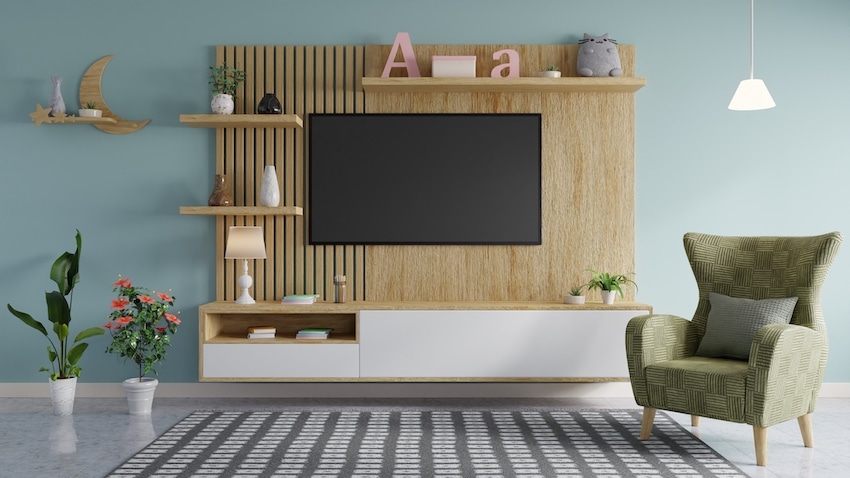 mueble para televisor de madera a medida